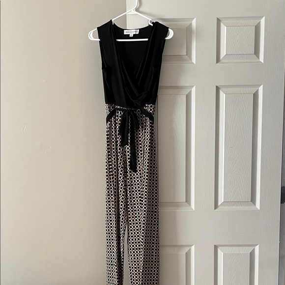 Emma & Michele Pants - Black and Tan Sleeveless Jumpsuit